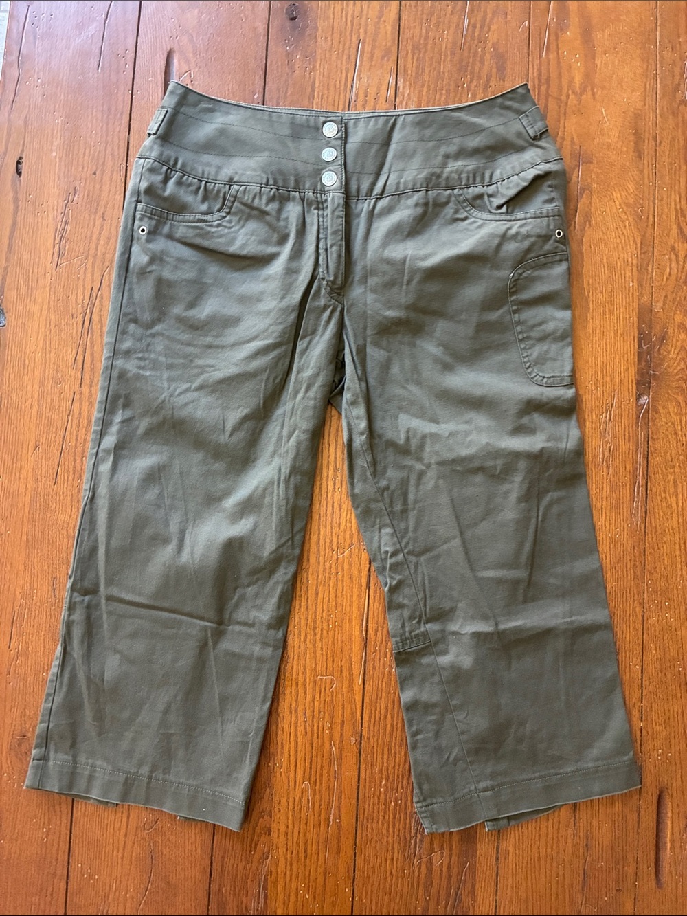 Barbara Lesser  Fibers Olive Green Crop Cargo Pants